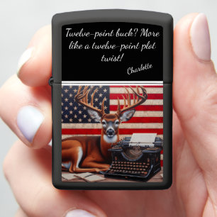 The Stag, The Typewriter, and the Flag Zippo Lighter
