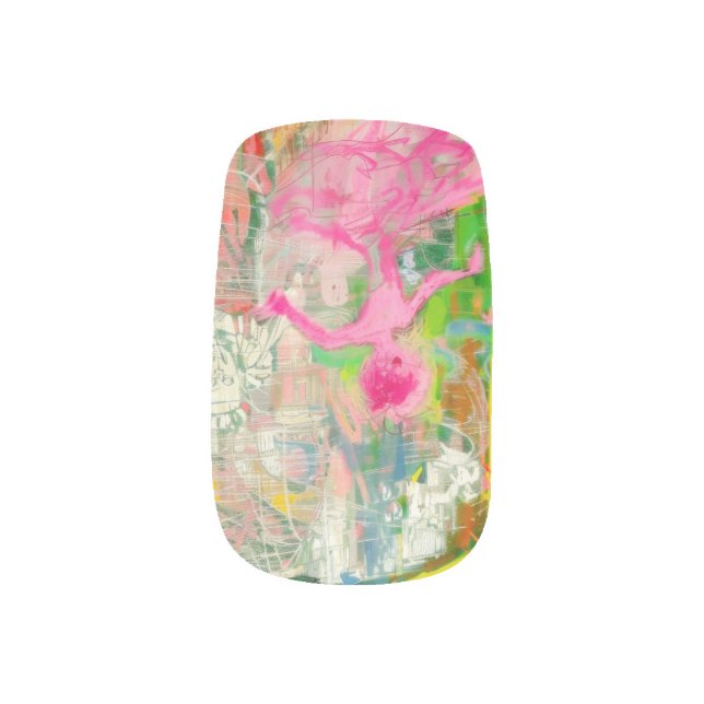 The Stalker - Neon Ballet Chaos  Minx Nail Art (Left Thumb)