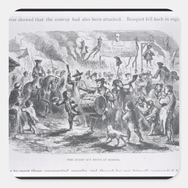 The Stamp Act Riots at Boston Square Sticker (Front)