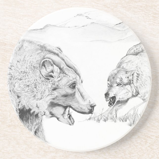 The Stand Off - Sandstone Coasters (Front)