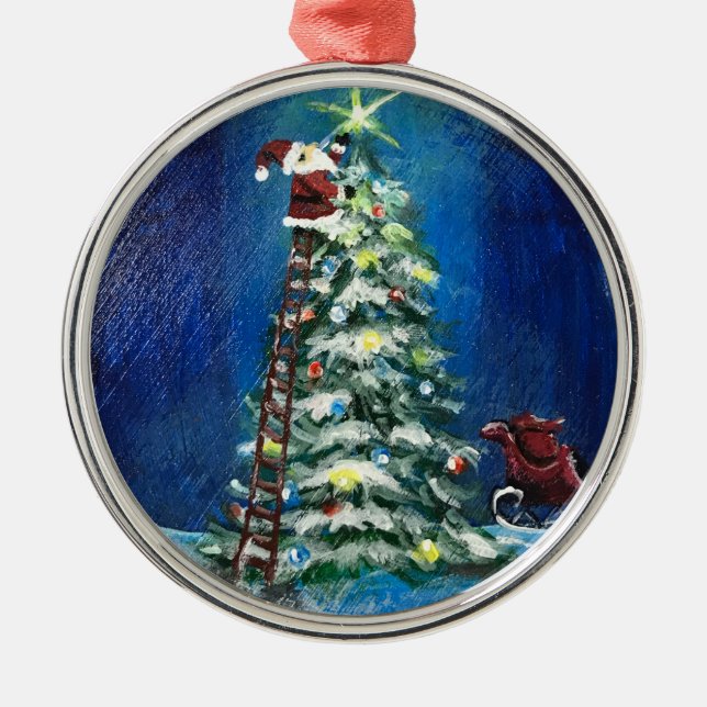 The Star Goes On Top Metal Ornament (Front)