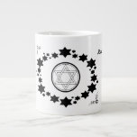 The Star of David - Giant Coffee Mug<br><div class="desc">The Jewish Holiday Hanukkah. This black and white design features the "Star of David". Stars surround the Star of David in an oval shape. The corners are decorated with leaves and the Star of David. "Hanukkah 2014" is printed on the mug. These mugs are available in an assortment of styles,...</div>