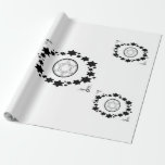 The Star of David - Wrapping Paper<br><div class="desc">The Jewish Holiday Hanukkah. This black and white design features the "Star of David". Stars surround the Star of David in an oval shape. The corners are decorated with leaves and the Star of David. This wrapping paper comes in assortment of styles.</div>