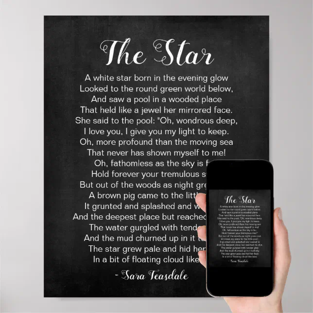 The Star Poem By Sara Teasdale Black And White Poster Zazzle