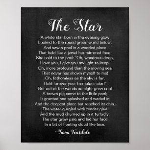 The Star Poem by Sara Teasdale Black and White Poster