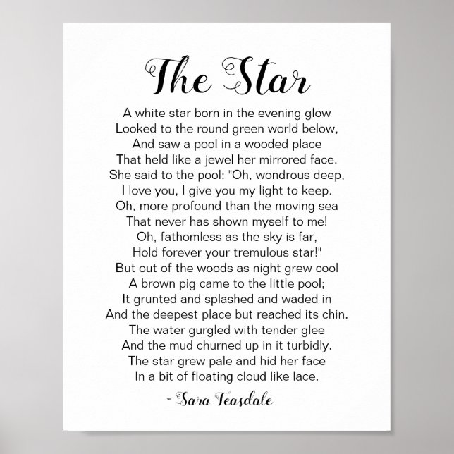 The Star Poem by Sara Teasdale Poster (Front)
