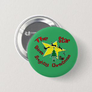 The star shines brightly this Christmas Button