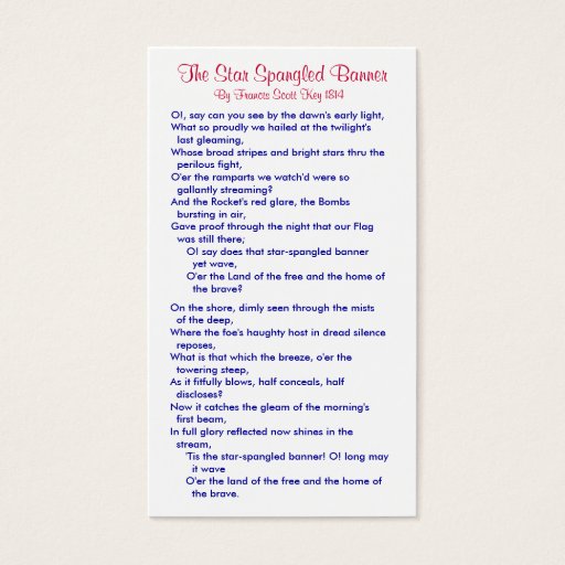 Customizable The Star Spangled Banner (4) Business Card