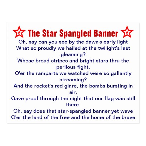 The Star Spangled Banner postcard | Zazzle