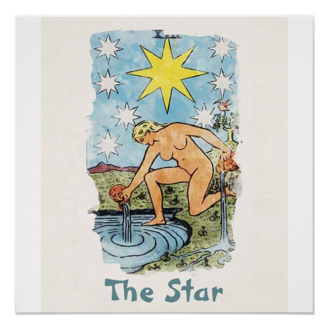 The Star Tarot Card Watercolor Painting Poster (Front)