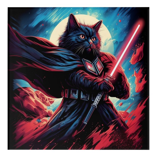 The Stardust Samurai | Cosmic Cat Warrior Acrylic Print (Front)