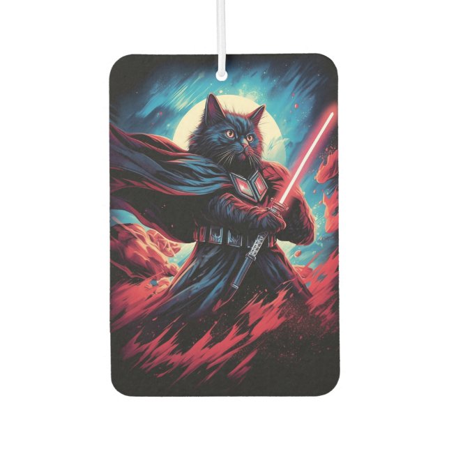 The Stardust Samurai | Cosmic Cat Warrior Air Freshener (Front)