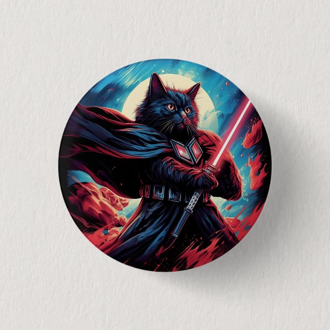 The Stardust Samurai | Cosmic Cat Warrior Button (Front)