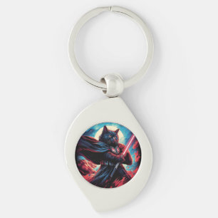 The Stardust Samurai Cosmic Cat Warrior Keychain