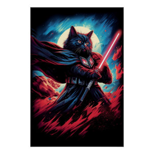 The Stardust Samurai   Cosmic Cat Warrior Poster