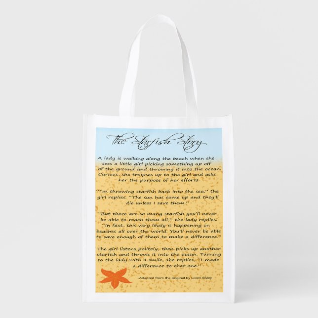 The Starfish Story  Grocery Bag (Front)