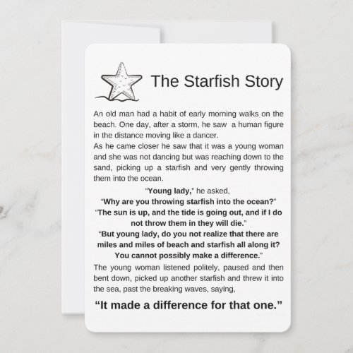 The Starfish Story Starfish Poem