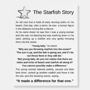 The Starfish Story. Starfish Poem. Foam Board