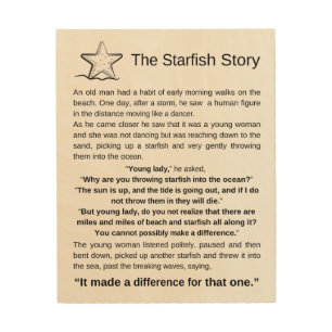 The Starfish Story. Starfish Poem. Wood Wall Art