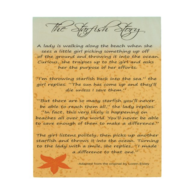 The Starfish Story wood plaque Wood Wall Art (Front)