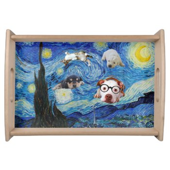 The Starry Fun Night    Serving Tray by colorfulworld at Zazzle