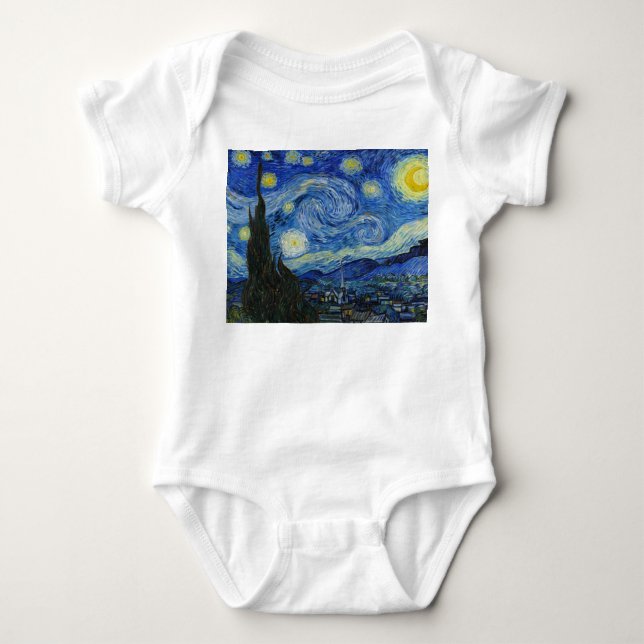 The Starry Night, 1889 by Vincent van Gogh Baby Bodysuit (Front)