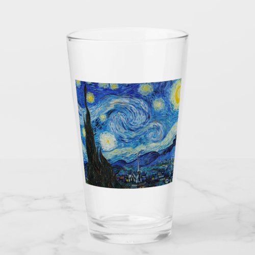 The Starry Night 1889 by Vincent Van Gogh Glass