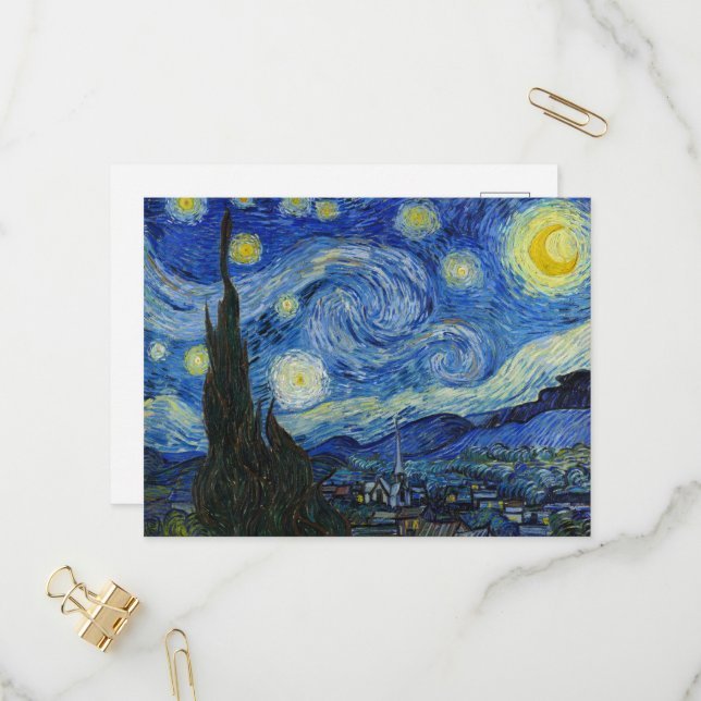 The Starry Night, 1889 by Vincent van Gogh Invitation Postcard (Front/Back In Situ)