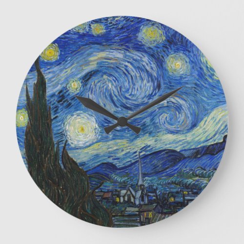 The Starry Night 1889 by Vincent van Gogh Large Clock