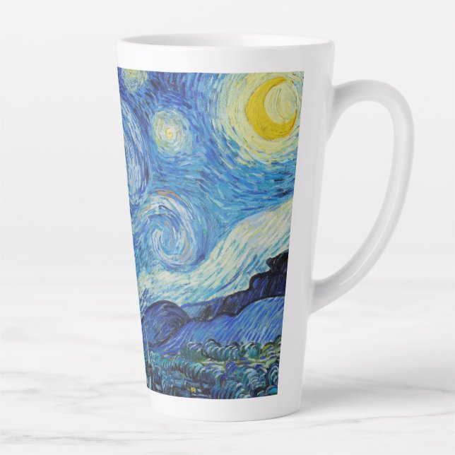 The Starry Night (1889) by Vincent Van Gogh Latte Mug (Right)