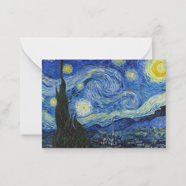 The Starry Night, 1889 by Vincent van Gogh Note Card (Back)