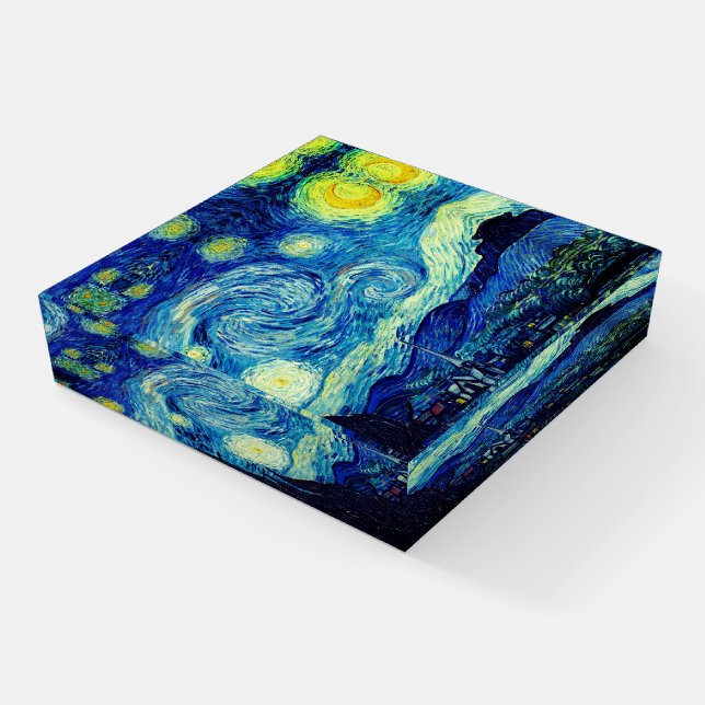 The Starry Night (1889) by Vincent Van Gogh. Paperweight (Angled)