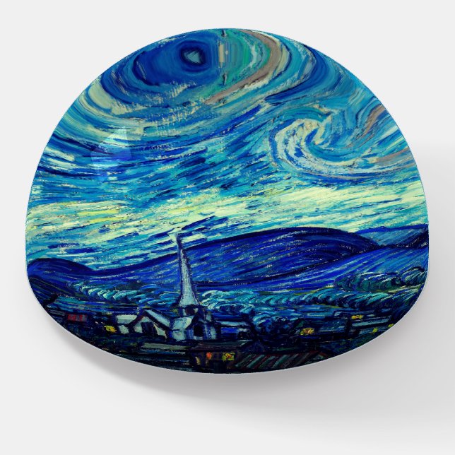 The Starry Night (1889) by Vincent Van Gogh. Paperweight (Angled)