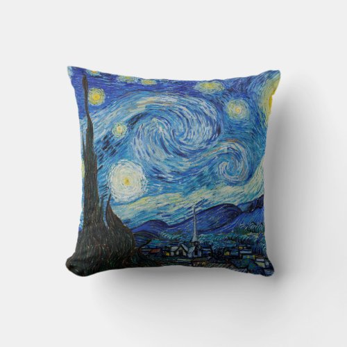 The Starry Night 1889 by Vincent Van Gogh Pillow