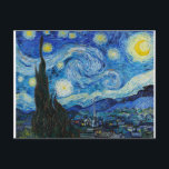 The Starry Night 1889 by Vincent van Gogh Postcard<br><div class="desc">Vincent Willem van Gogh (Dutch: [ˈvɪnsɛnt ˈʋɪləɱ vɑŋ ˈɣɔx] (listen);[note 1] 30 March 1853 – 29 July 1890) was a Dutch Post-Impressionist painter who posthumously became one of the most famous and influential figures in the history of Western art. In a decade, he created about 2, 100 artworks, including around...</div>