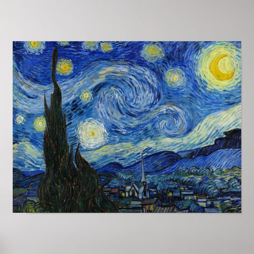 The Starry Night 1889 by Vincent van Gogh Poster