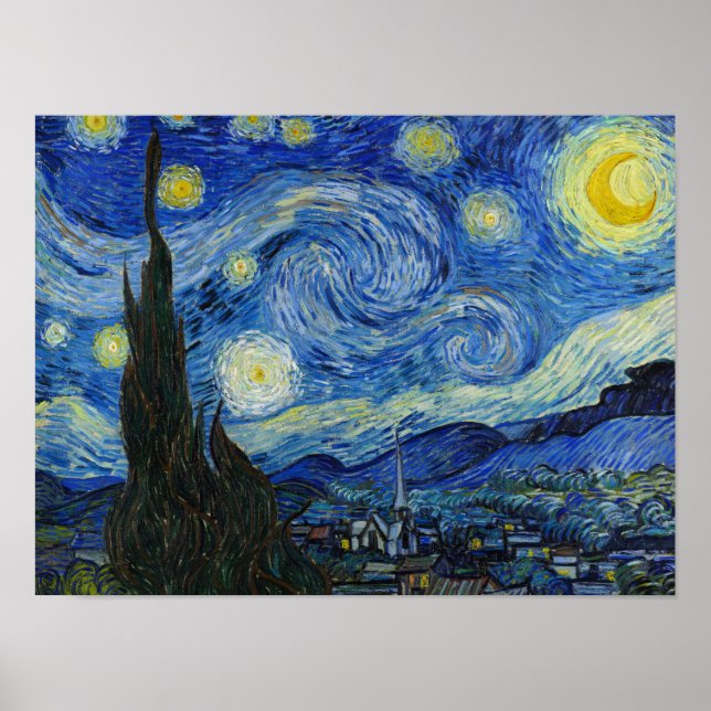 The Starry Night, 1889 by Vincent van Gogh Poster (Front)