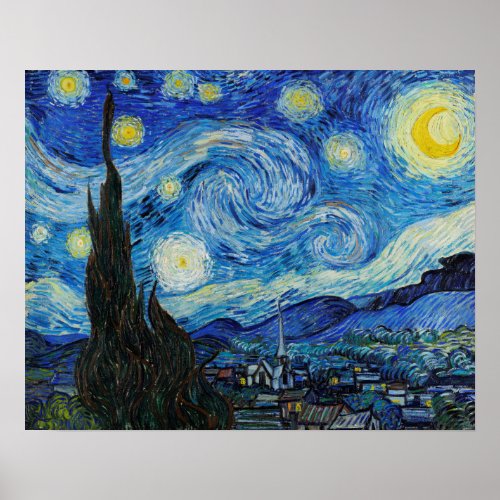 The Starry Night 1889 by Vincent Van Gogh Poster