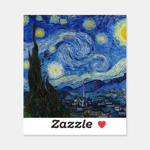 The Starry Night 1889 by Vincent van Gogh Sticker