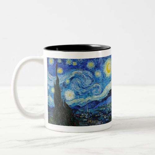 The Starry Night 1889 by Vincent Van Gogh Two_Tone Coffee Mug