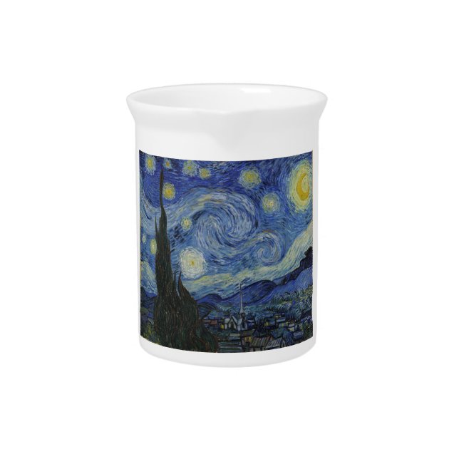 The Starry Night 1889 Vincent van Gogh Drink Pitcher (Front)