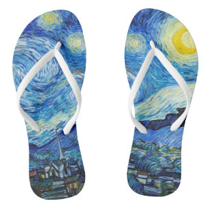 The Starry Night (1889) Vincent Van Gogh landscape Flip Flops