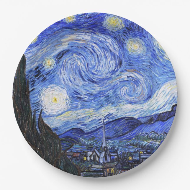 The Starry Night by Van Gogh Paper Plates (Front)