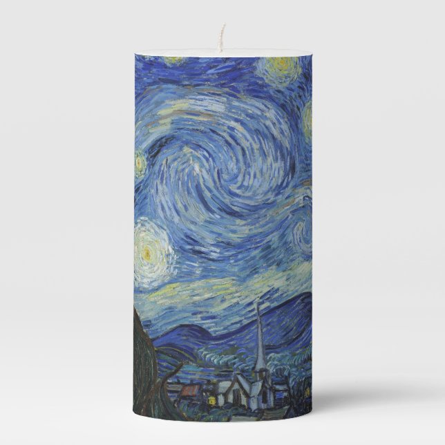 The Starry Night by Van Gogh Pillar Candle (Front)