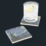 The Starry Night by Van Gogh  Stone Coaster<br><div class="desc">The Starry Night. Painted by Vincent Van Gogh in 1889. 

This image is in the public domain.</div>
