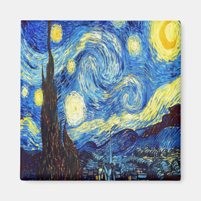The Starry Night by Vincent van Gogh 1889 Magnet (Front)