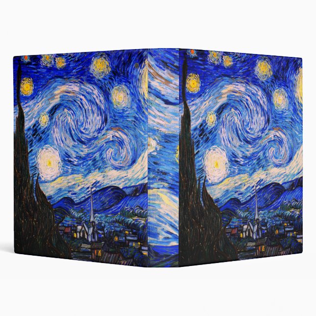 The Starry Night by Vincent Van Gogh  3 Ring Binder (Background)