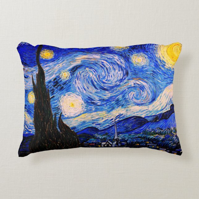 The Starry Night by Vincent Van Gogh Accent Pillow (Front)