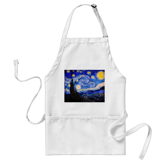 The Starry Night by Vincent Van Gogh Adult Apron (Front)
