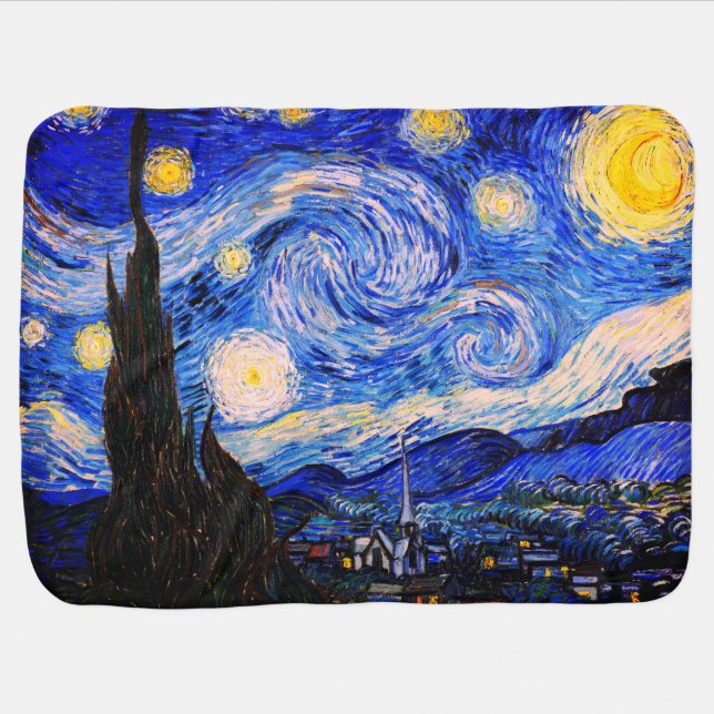 The Starry Night by Vincent Van Gogh  Baby Blanket (Horizontal)